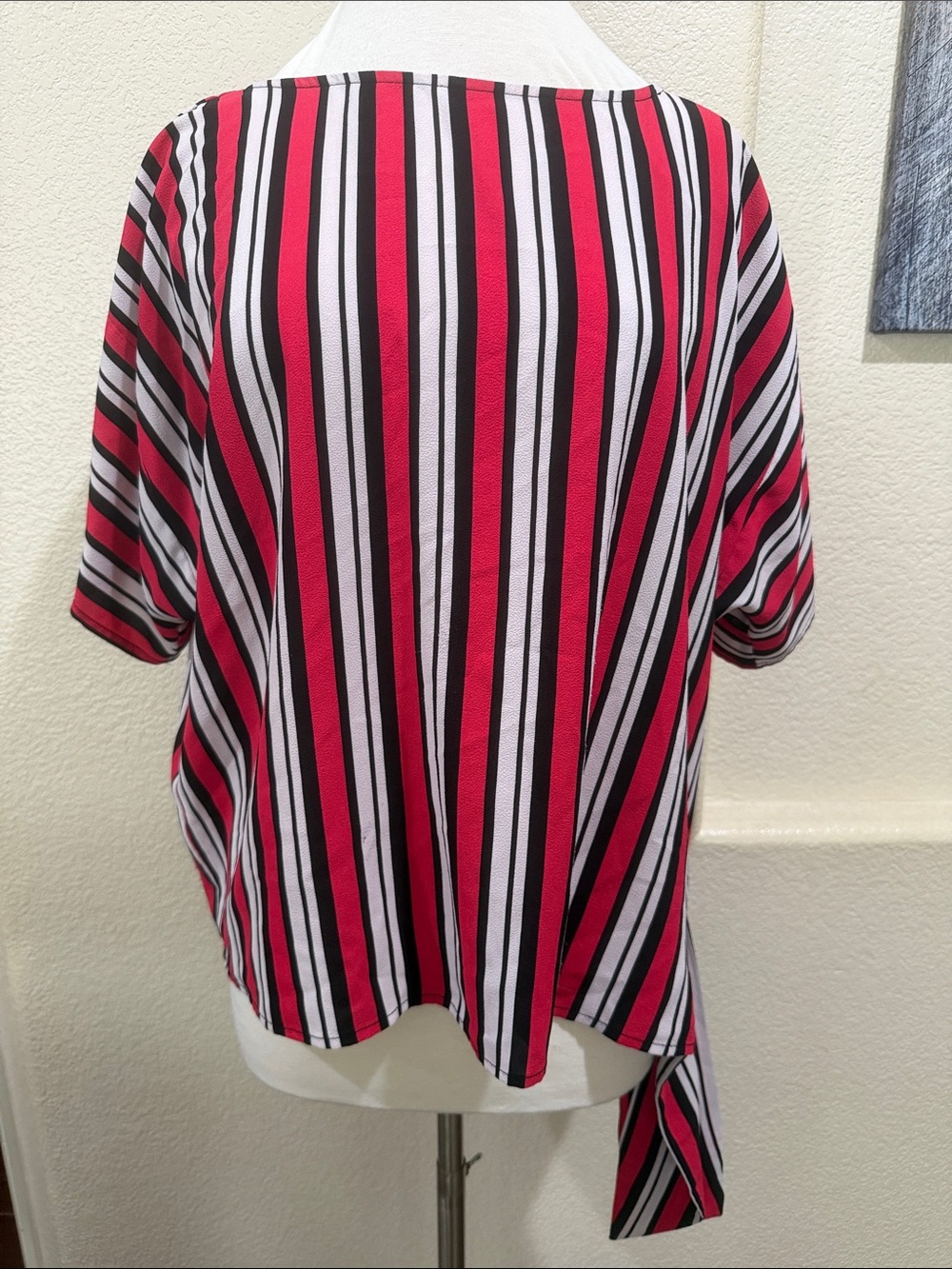 Michael Kors Pink, Black & White Striped Tunic Top